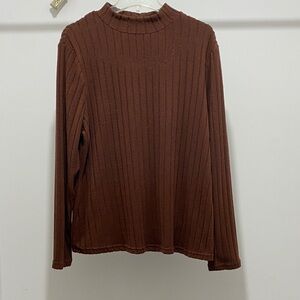 SHEIN Chocolate Ribbed Knit Top